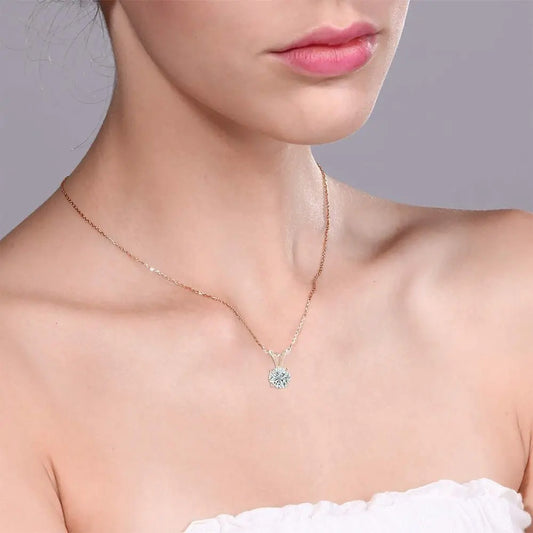 The Diamond Deal .25 - 1.00 Carat Round Brilliant Solitaire IGI Certifed Lab - Grown Diamond Solitaire Pendant Necklace | 14k Yellow or White or Rose/Pink Gold With 18" Gold Chain - Future Jewelry