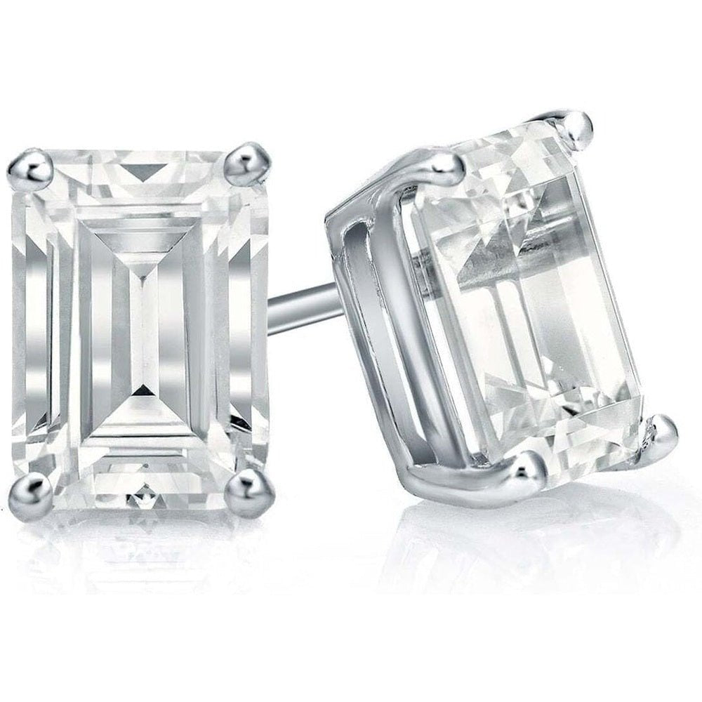 The Diamond Deal IGI Certified 1.00 to 5.00 Carat Emerald Shape Lab - Grown Diamond 4 - Prong Stud Earrings in 14k Yellow - Future Jewelry