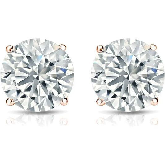 The Diamond Deal IGI Certified .50 to 5.00 Carat Round Brilliant Lab - Grown Diamond 4 - Prong Stud Earrings in 14k Yellow, White or Rose Gold With Push Back Closure - Future Jewelry
