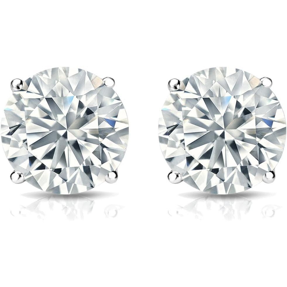 The Diamond Deal IGI Certified .50 to 5.00 Carat Round Brilliant Lab - Grown Diamond 4 - Prong Stud Earrings in 14k Yellow, White or Rose Gold With Push Back Closure - Future Jewelry