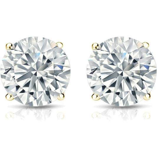 The Diamond Deal IGI Certified .50 to 5.00 Carat Round Brilliant Lab - Grown Diamond 4 - Prong Stud Earrings in 14k Yellow, White or Rose Gold With Push Back Closure - Future Jewelry