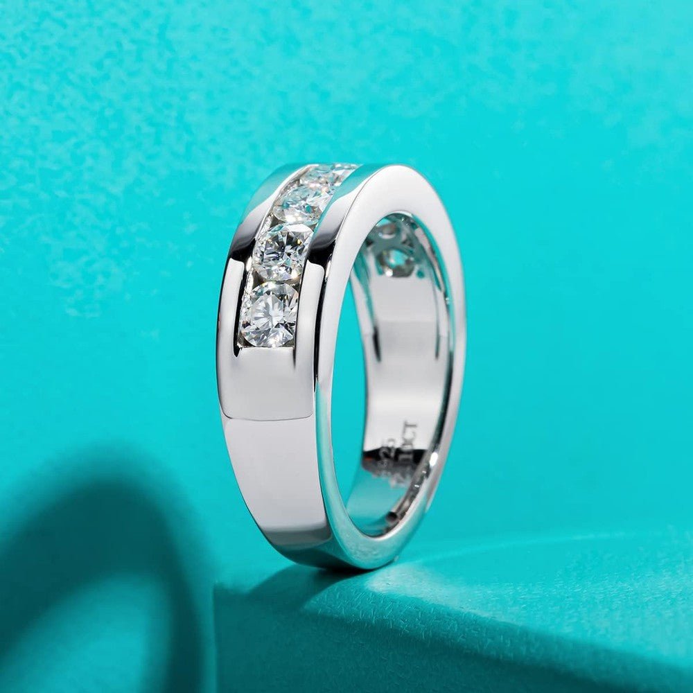 The Orion Band – D Color VVS1 Lab Grown Diamond Half Eternity Ring for Men in 14K White Gold - Future Jewelry