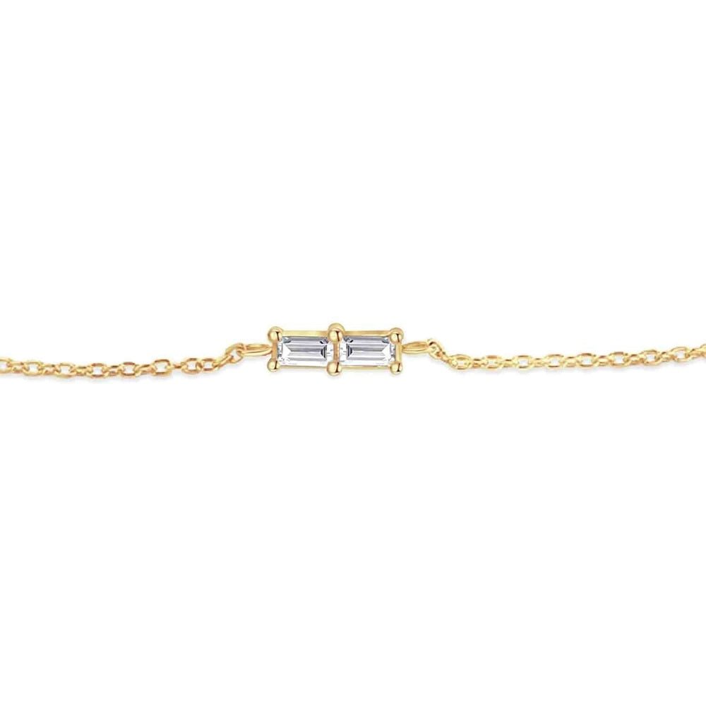 Two Stone Lab Grown Diamond Bracelet in 14K Gold Over Silver - Future Jewelry