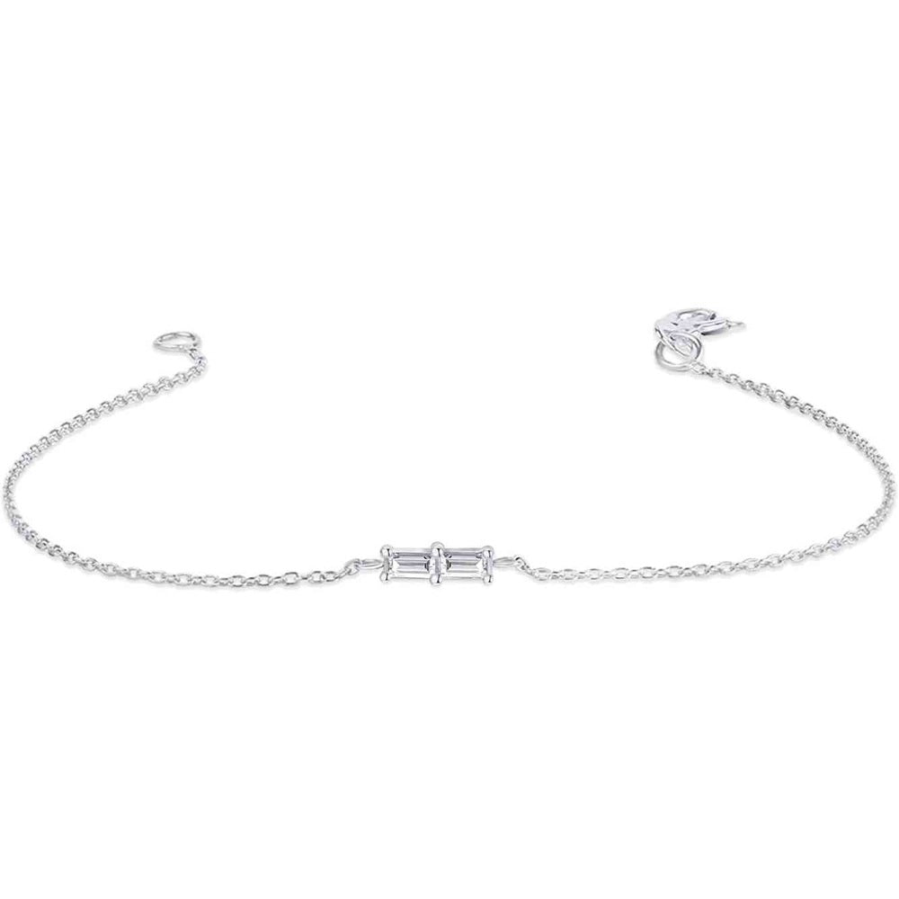 Two Stone Lab Grown Diamond Bracelet in 14K Gold Over Silver - Future Jewelry
