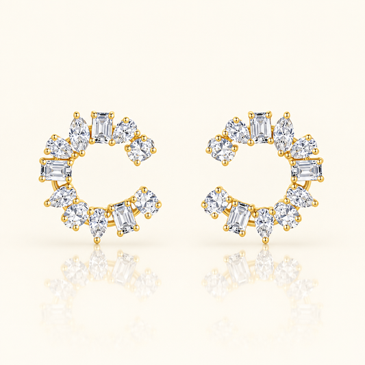 Vintage Lab Grown Diamond Earrings for Women in 18K Yellow Gold - Future Jewelry