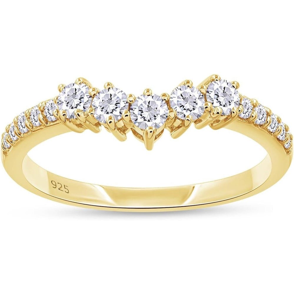 Wedding Bands for Women, 0.40 Carat (ctw) Round Shape Lab Grown Diamond Curved Chevron Wedding Band Ring In 14K Gold Over Sterling Silver Jewelry - Future Jewelry