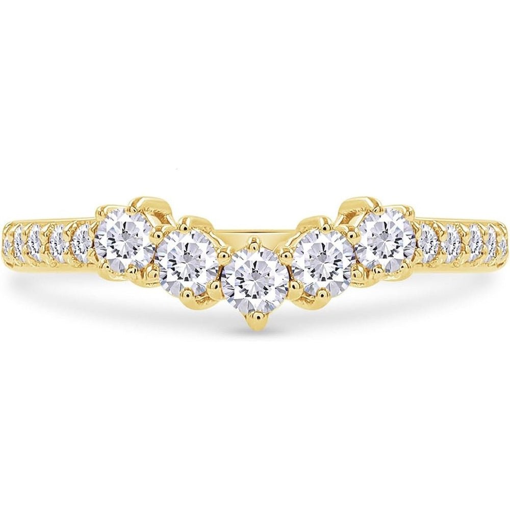 Wedding Bands for Women, 0.40 Carat (ctw) Round Shape Lab Grown Diamond Curved Chevron Wedding Band Ring In 14K Gold Over Sterling Silver Jewelry - Future Jewelry