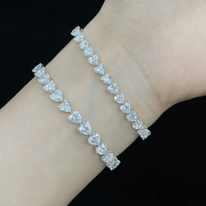 White Gold Heart Cut Lab Grown Diamond Tennis Chain - Future Jewelry