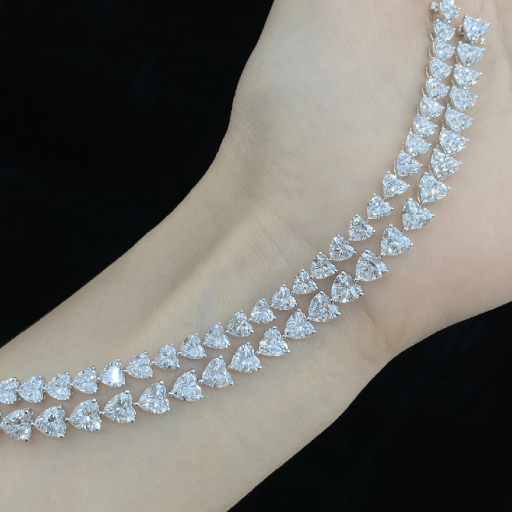 White Gold Heart Cut Lab Grown Diamond Tennis Chain - Future Jewelry