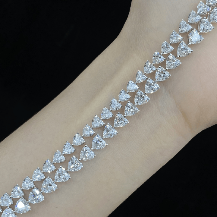 White Gold Heart Cut Lab Grown Diamond Tennis Chain - Future Jewelry
