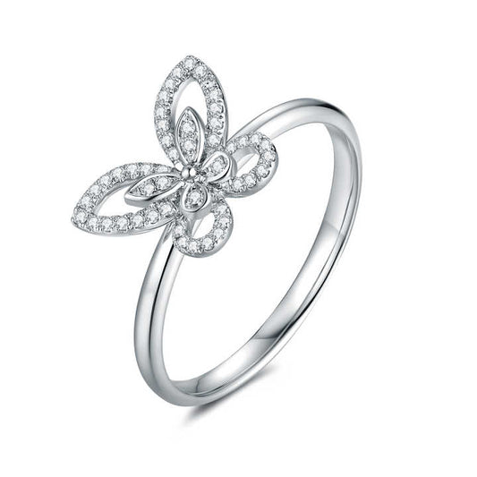 White Gold Lab Created Diamond Butterfly Engagement Ring - Future Jewelry
