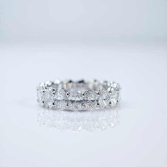 White Gold Oval Cut Lab Grown Diamond Eternity Ring for Women - Future Jewelry