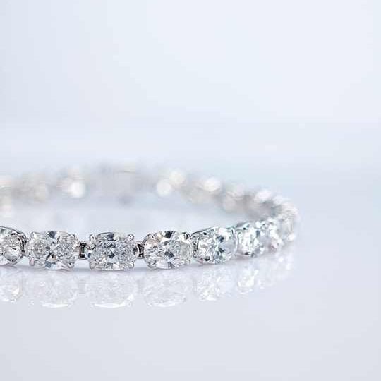 White Gold Oval Cut Lab Grown Diamond Tennis Chain - Future Jewelry
