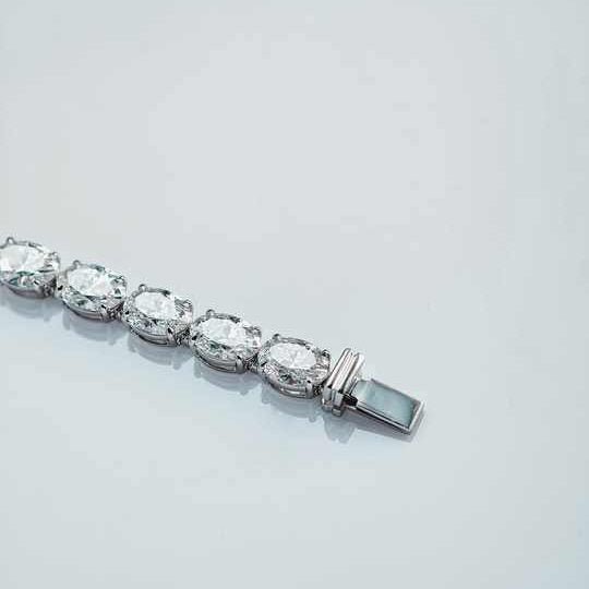 White Gold Oval Cut Lab Grown Diamond Tennis Chain - Future Jewelry