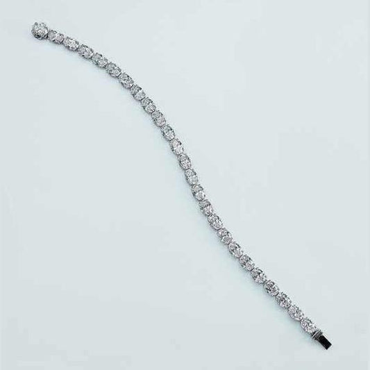 White Gold Oval Cut Lab Grown Diamond Tennis Chain - Future Jewelry