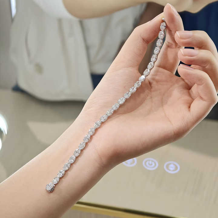 White Gold Oval Cut Lab Grown Diamond Tennis Chain - Future Jewelry