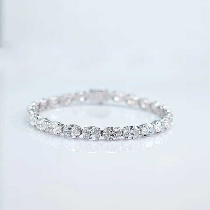 White Gold Oval Cut Lab Grown Diamond Tennis Chain - Future Jewelry
