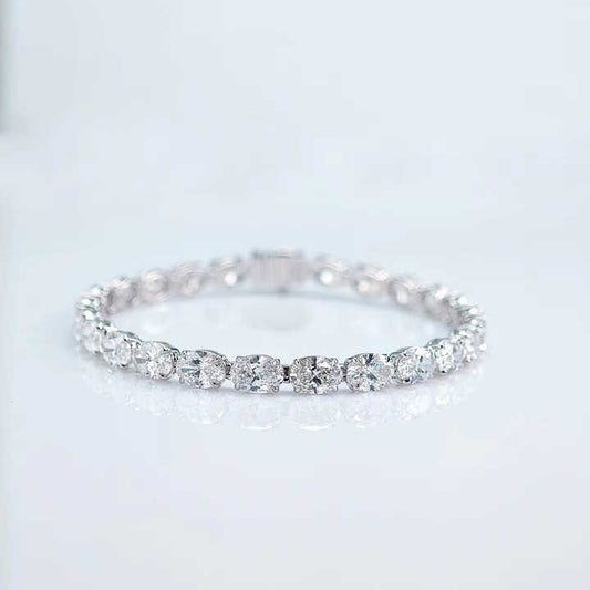 White Gold Oval Cut Lab Grown Diamond Tennis Chain - Future Jewelry