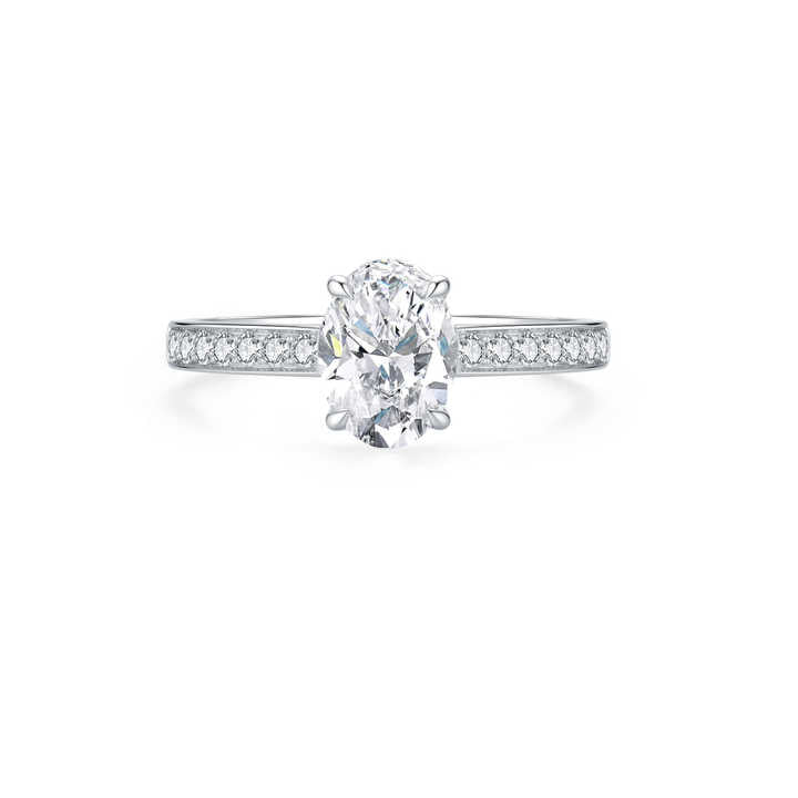 White Gold 2-Carat Oval-Cut Lab Grown Diamond Ring