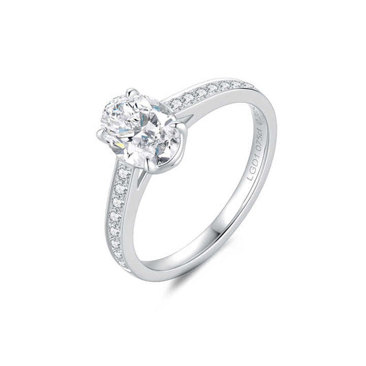 White Gold 2-Carat Oval-Cut Lab Grown Diamond Ring