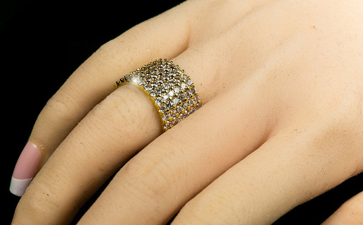 Women's White Micropave Multi Row Eternity Band in 14K Yellow Gold - Future Jewelry