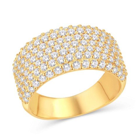 Women's White Micropave Multi Row Eternity Band in 14K Yellow Gold - Future Jewelry