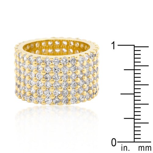 Women's White Micropave Multi Row Eternity Band in 14K Yellow Gold - Future Jewelry