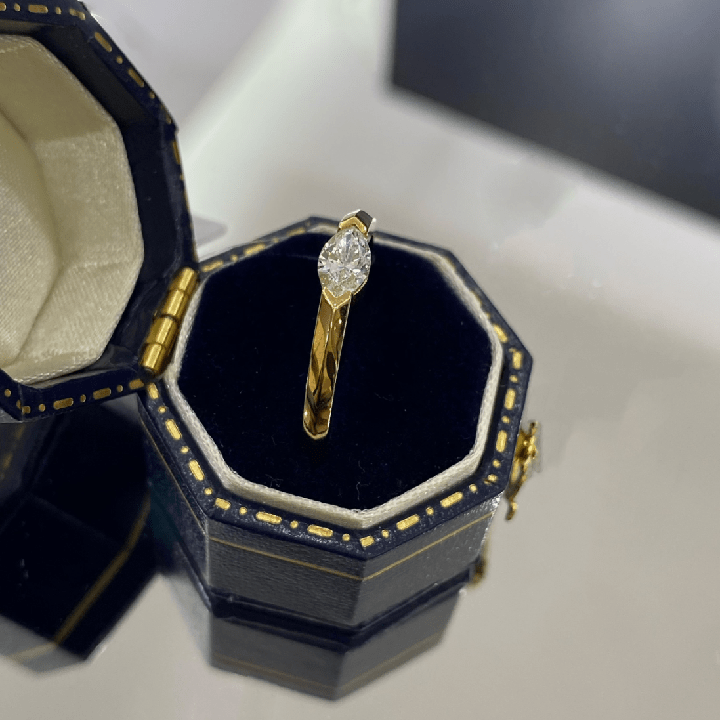 Yellow Gold Marquise Cut Lab Grown Diamond Engagement Ring - Future Jewelry